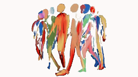 A diverse team moving together